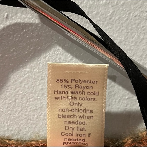 C Est. 1946 OS One Size Plaid Poncho Frayed hem Melon / Harvest Colors - Picture 6 of 6